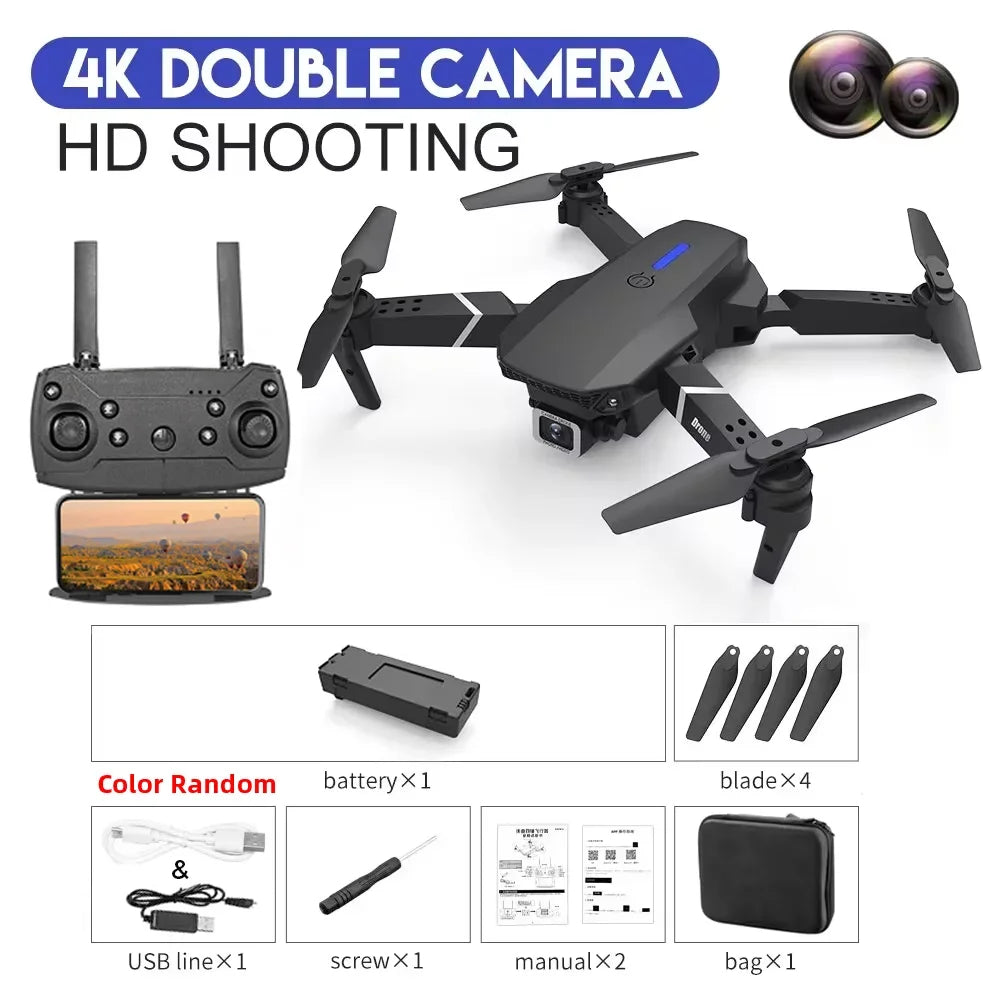 2025 New E88 Pro WIFI FPV Drone - 4K/1080P Dual Camera,Wide-Angle HD, Altitude Hold, Foldable Quadcopter, RC Helicopter Toy Gift