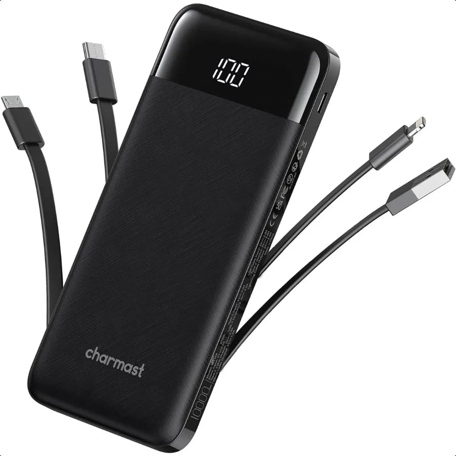 Power Bank | Portable Charger with Built-in Cables