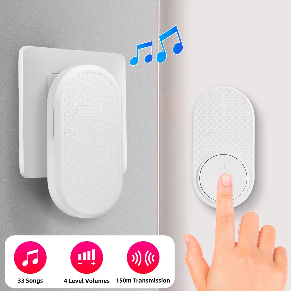 M558 Doorbell Waterproof Wireless Chime Home Doorbell Intelligent 33 Songs 4 Levels Volume Mute Mode Smart Doorbell Alarm