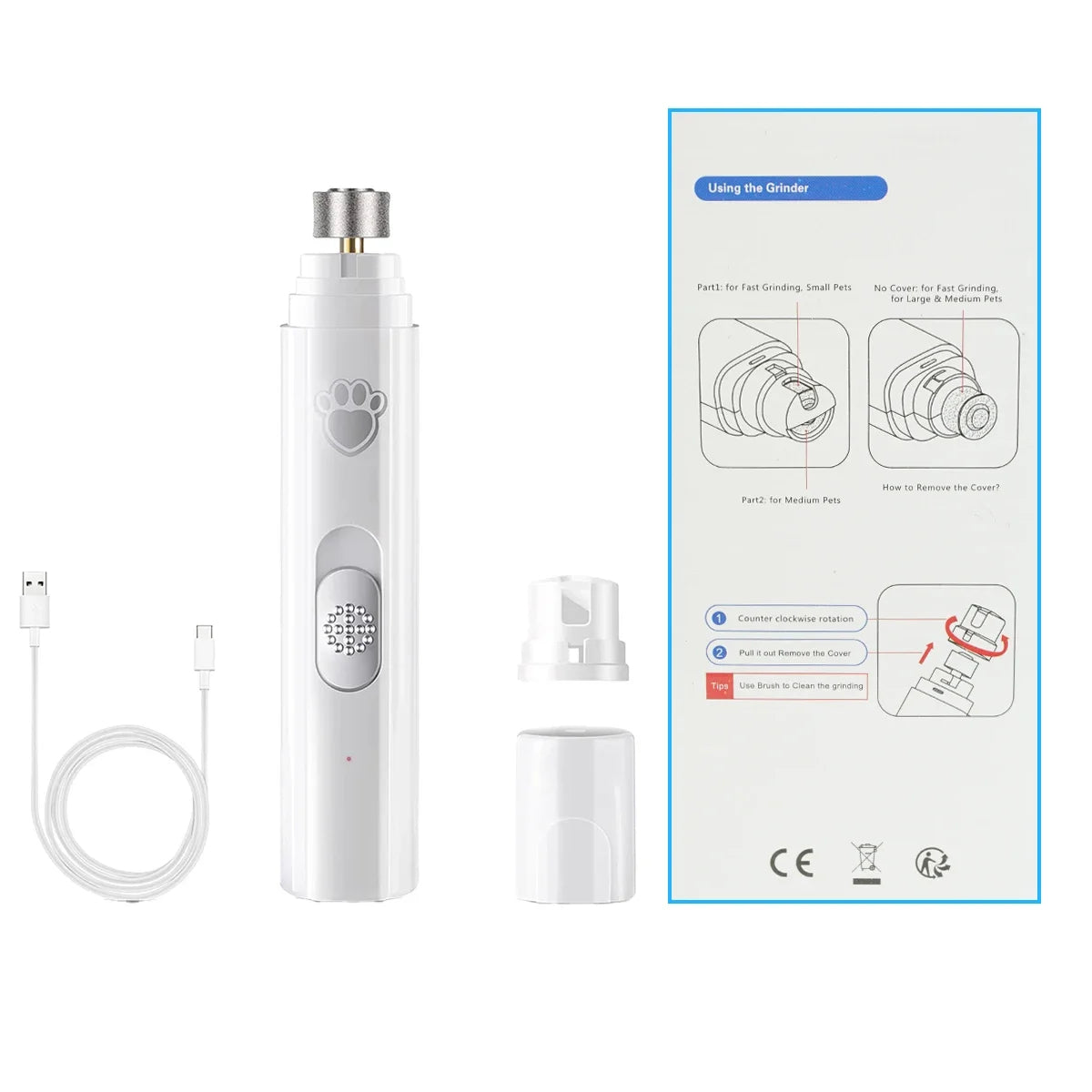 Electric Dog Nail Grinder Pet Nail Clipper | Rechargeable Pet Nail Trimmer