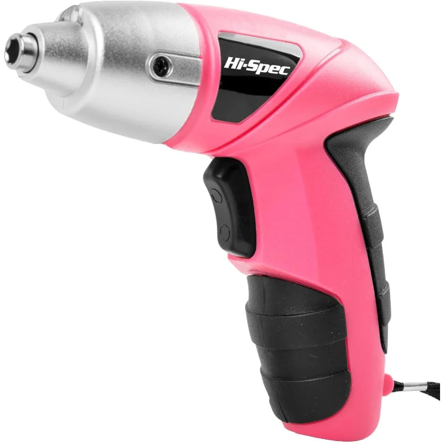 Cordless Rechargeable Electric Screwdriver 27pc Set in Pink with USB Charging Compact 3.6V Power Tool for Precision DIY Project