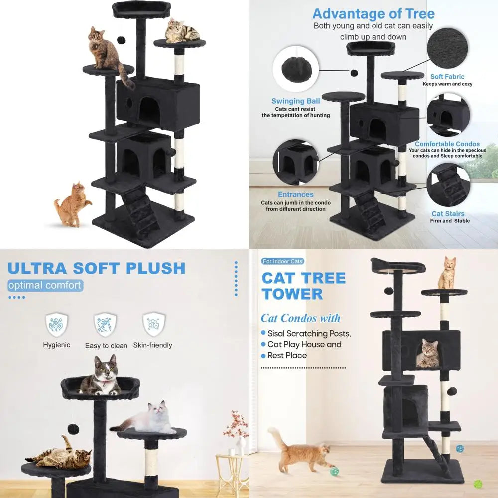 Multi-Level Cat Tree with Condos & Scratching Posts