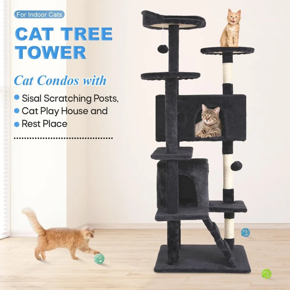 Multi-Level Cat Tree with Condos & Scratching Posts
