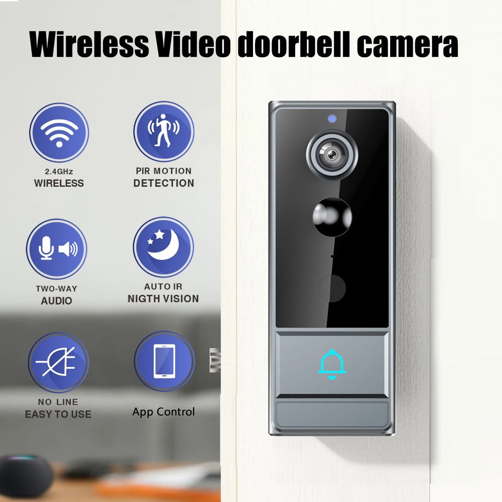 Wireless Smart Video Doorbell, WiFi home Security Camera, Two-way Audio, Night Vision, Battery,Home Burglar Alarm