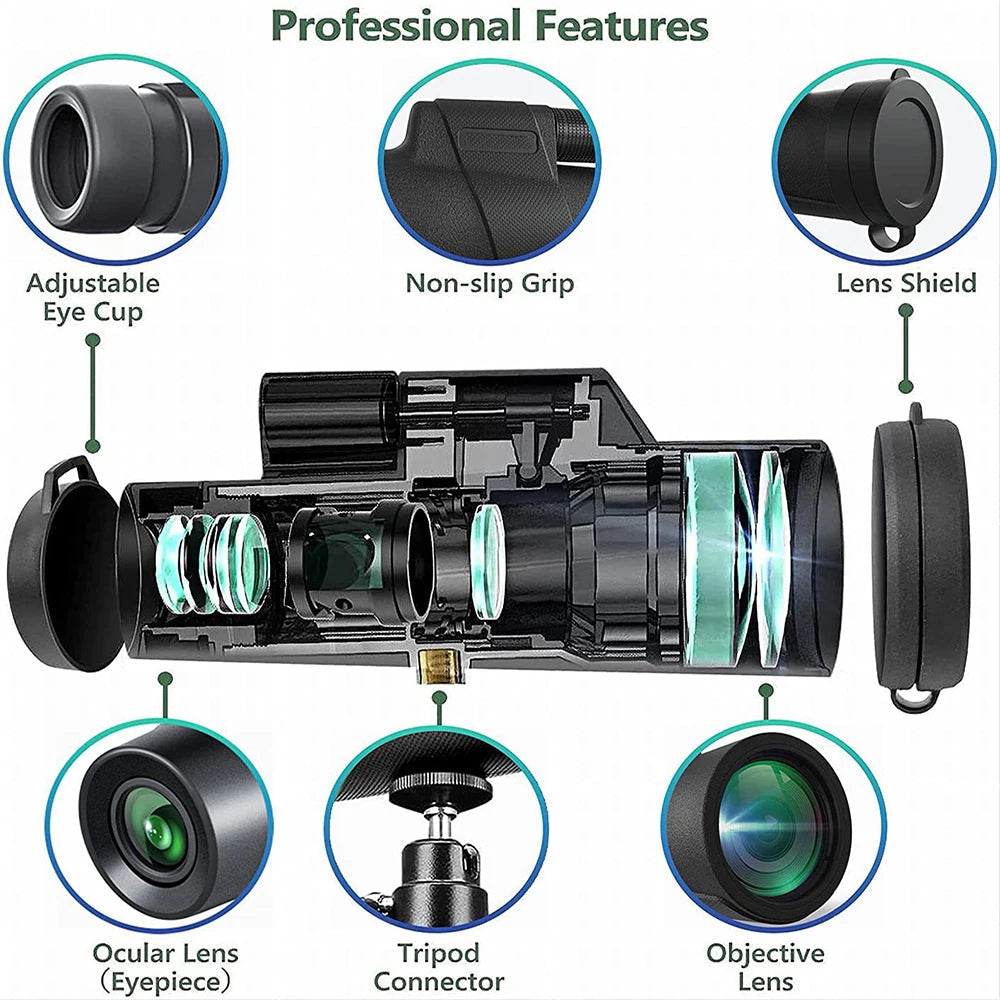 Monocular Telescope High Power HD Monoculars Scope for Bird Watching & Hiking