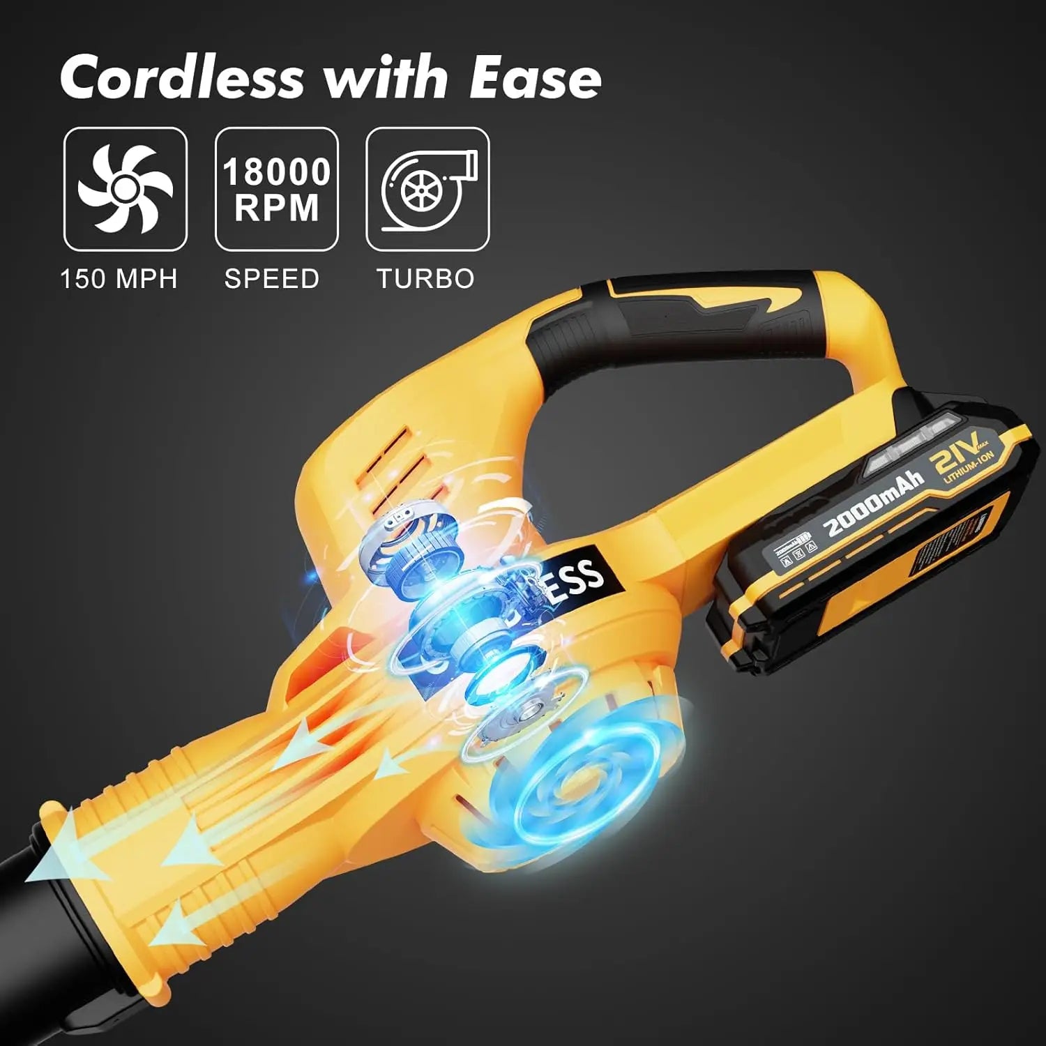 Cordless Leaf Blower | Electric Blower with 2 Batteries