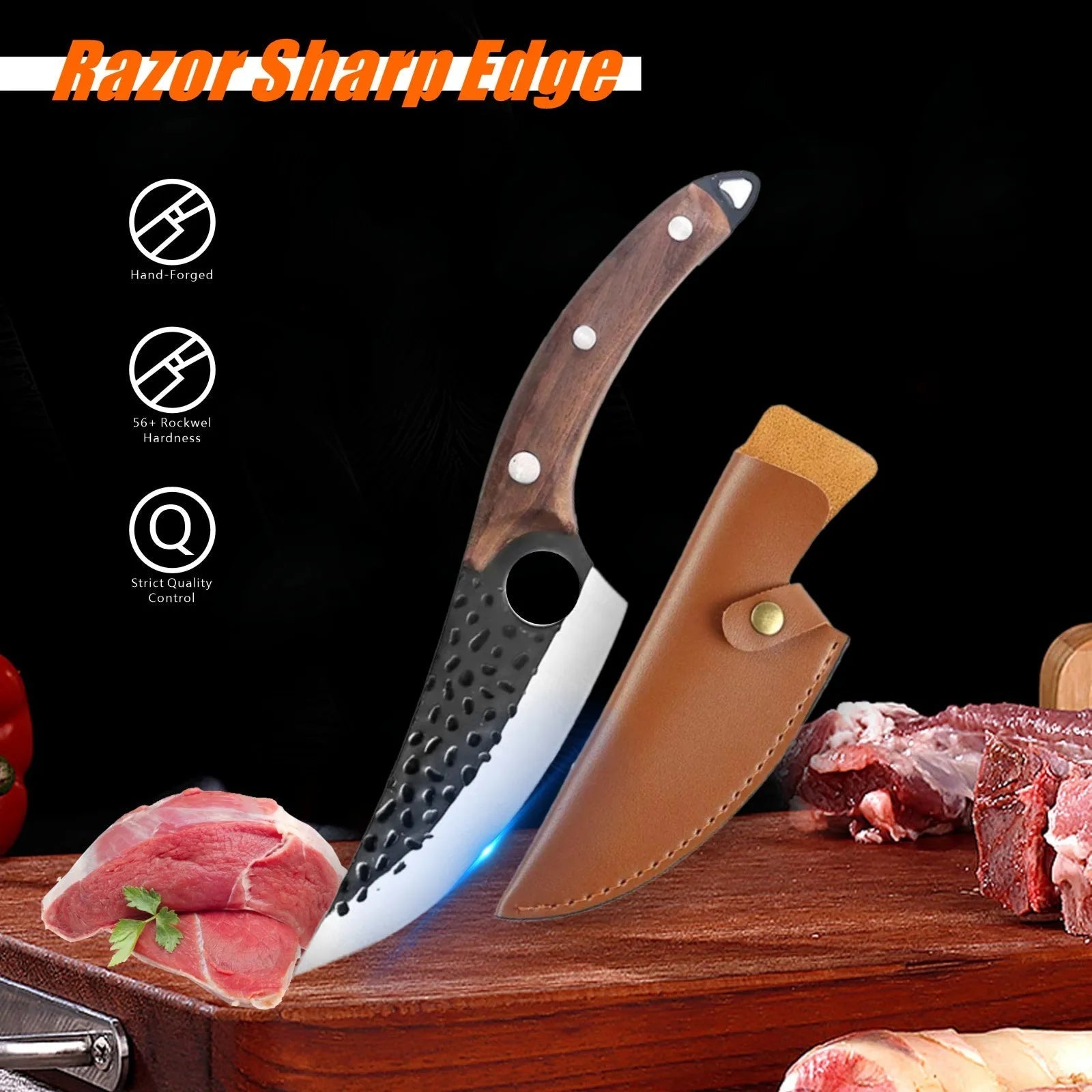 Heavy-Duty Boning Knife with Wood Handle