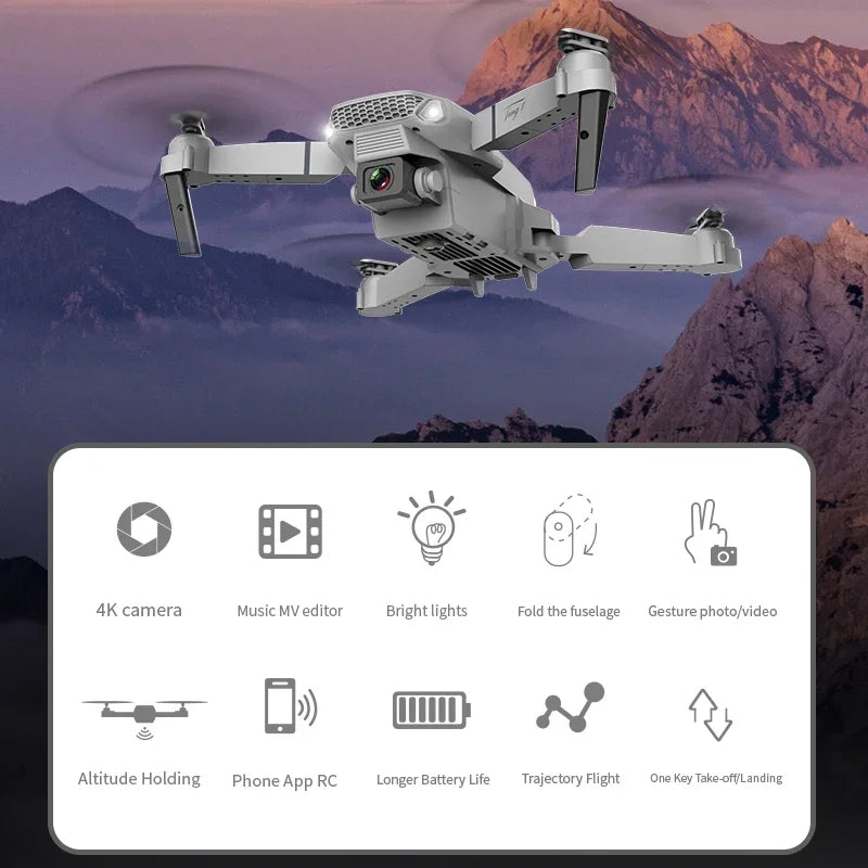 2025 New E88 Pro WIFI FPV Drone - 4K/1080P Dual Camera,Wide-Angle HD, Altitude Hold, Foldable Quadcopter, RC Helicopter Toy Gift