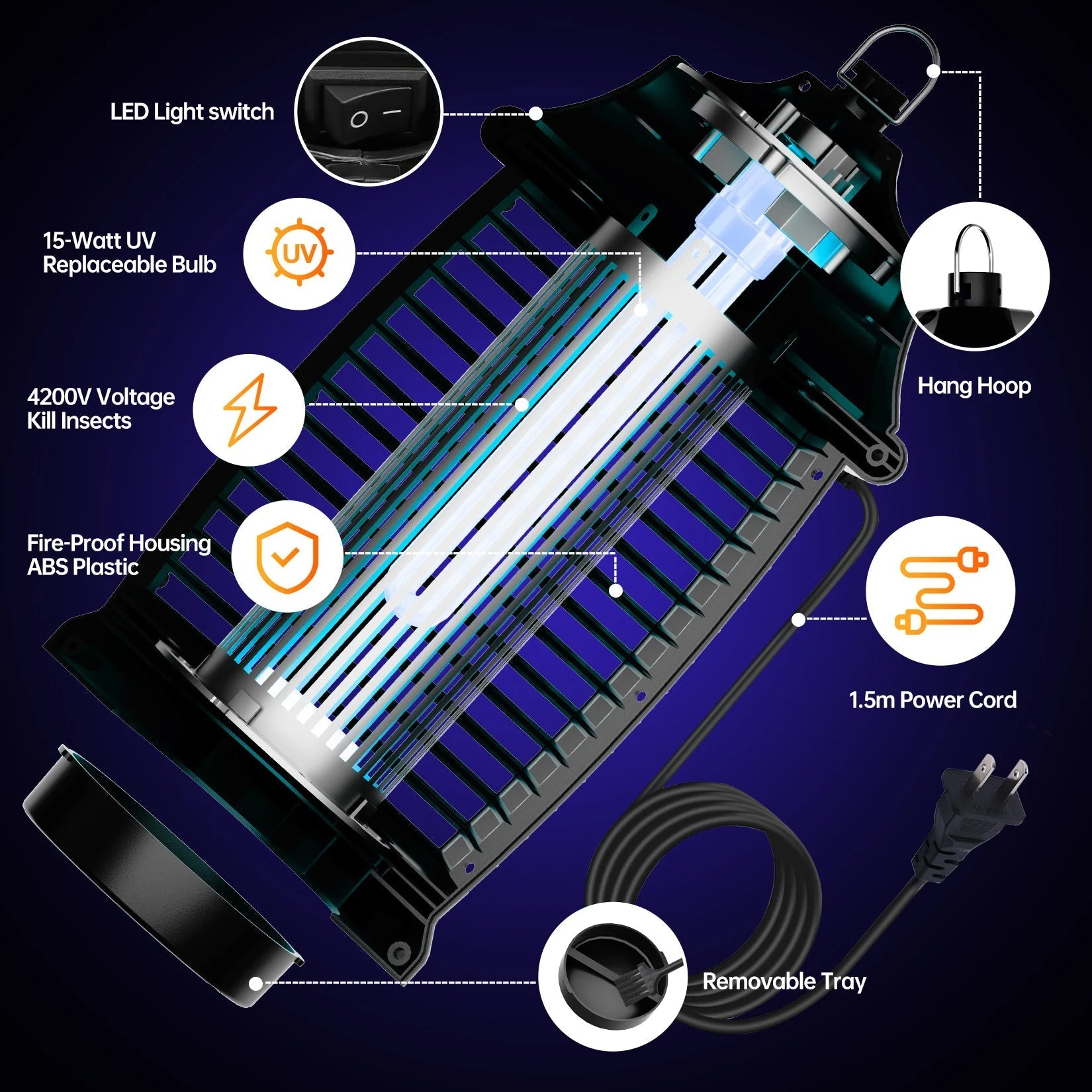 Electric Bug Zapper | Indoor & Outdoor Insect Killer