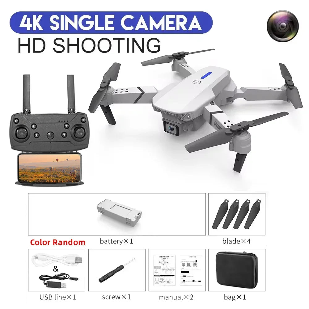 2025 New E88 Pro WIFI FPV Drone - 4K/1080P Dual Camera,Wide-Angle HD, Altitude Hold, Foldable Quadcopter, RC Helicopter Toy Gift
