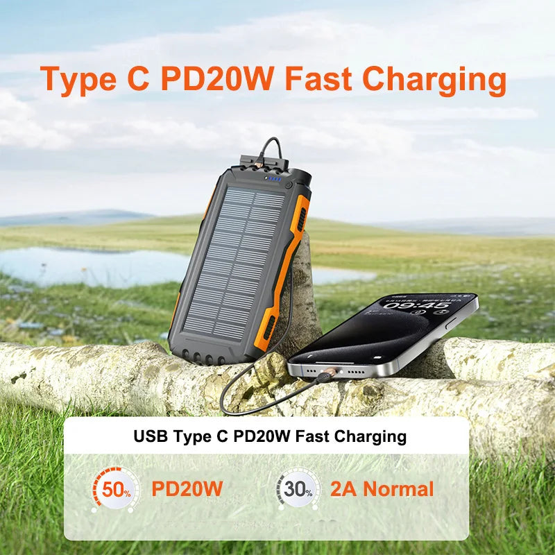 Solar Power Bank Charger | Waterproof Portable Charger