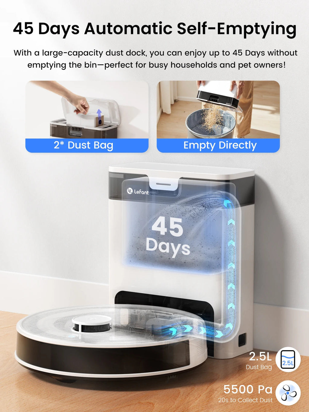 Self-Emptying Robot Vacuum and Mop
