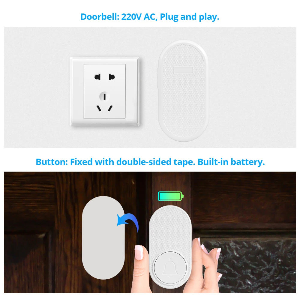 M558 Doorbell Waterproof Wireless Chime Home Doorbell Intelligent 33 Songs 4 Levels Volume Mute Mode Smart Doorbell Alarm