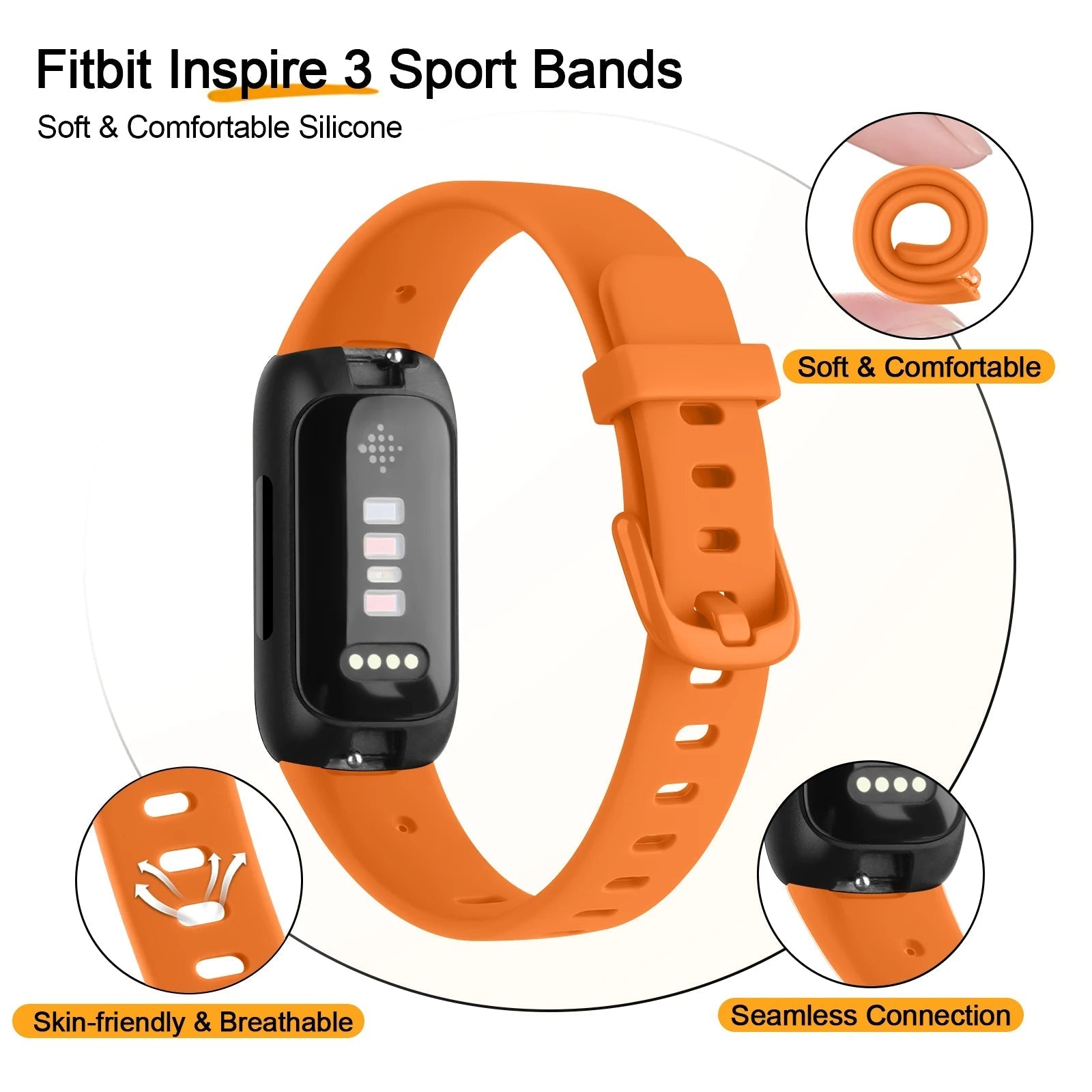 Silicone Strap: Soft Sport Bracelet Replacement Watchband for Activity Tracker