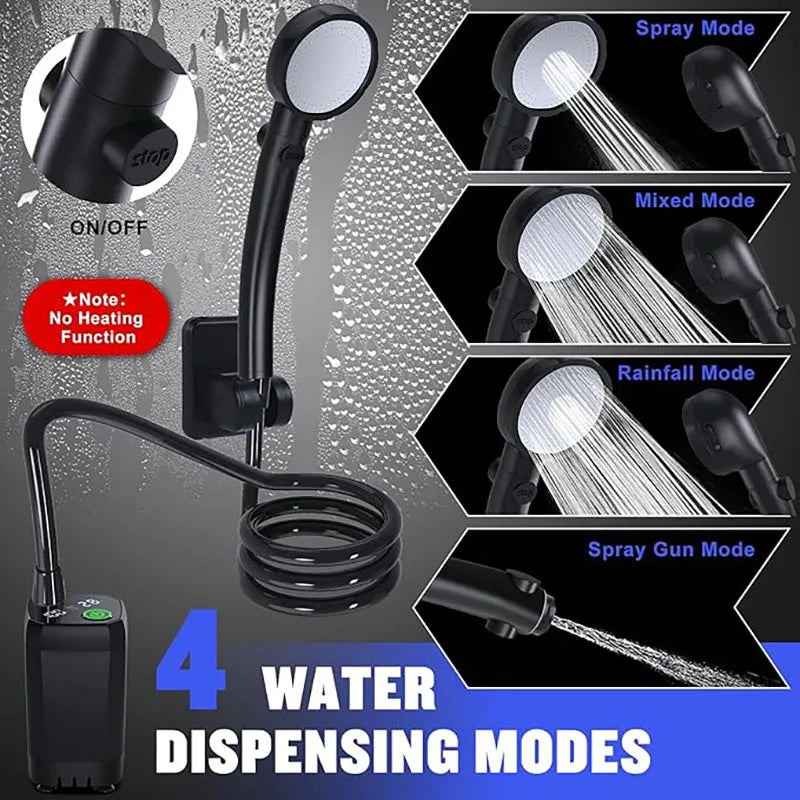 Portable Shower for Camping 6000mAh Rechargeable Camping Shower with Shower Head Intelligent LED Display Electric Shower Pump