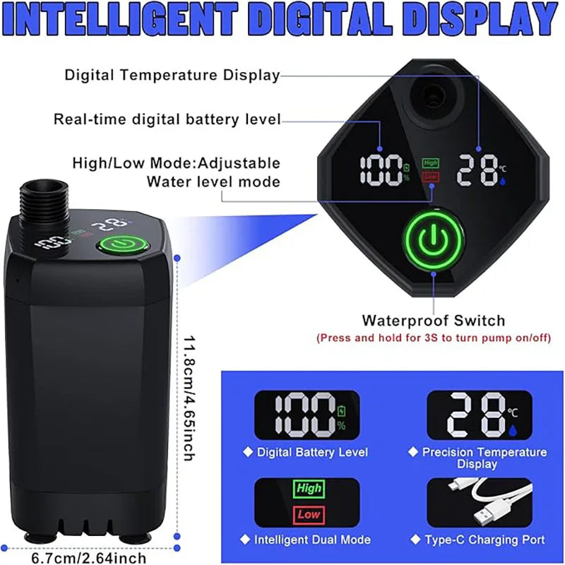 Portable Shower for Camping 6000mAh Rechargeable Camping Shower with Shower Head Intelligent LED Display Electric Shower Pump