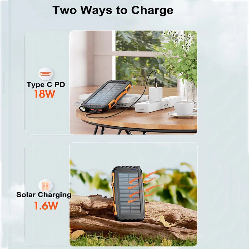 Solar Power Bank Charger | Waterproof Portable Charger