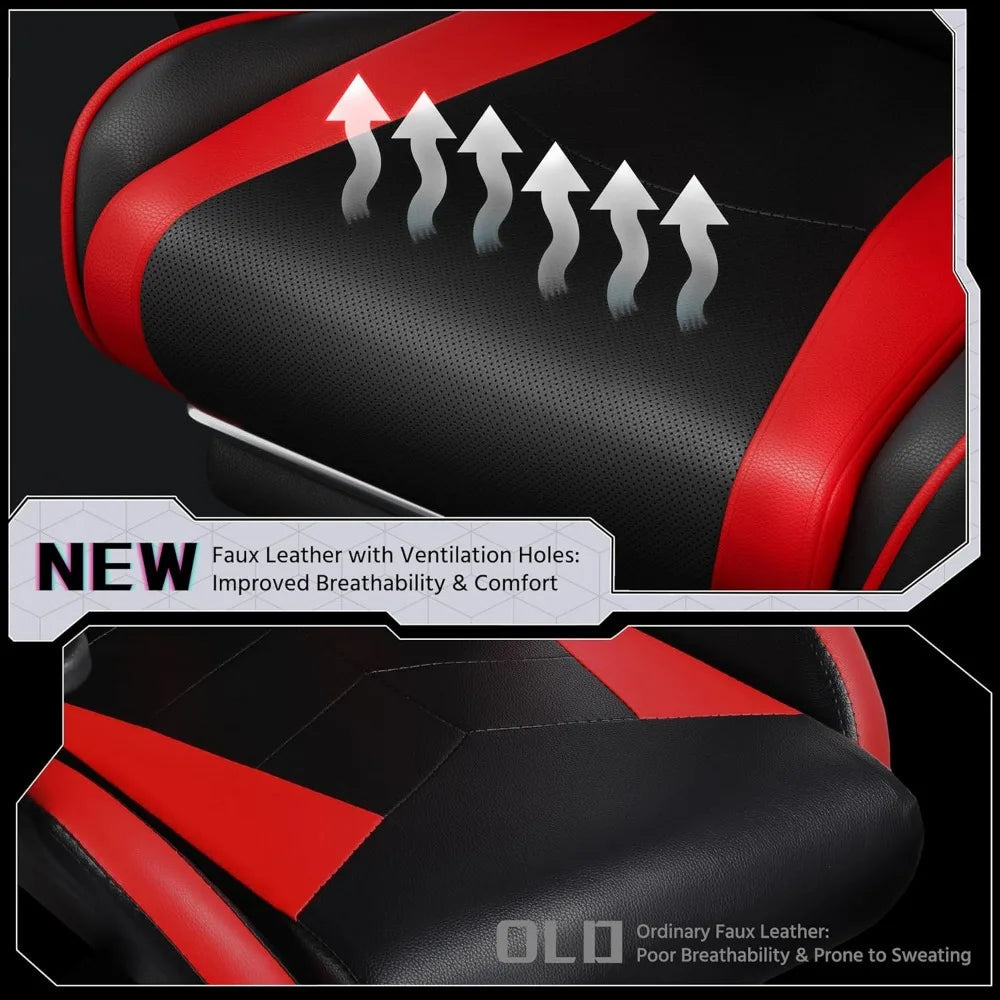 Ergonomic Gaming Chair with Massage and Footrest