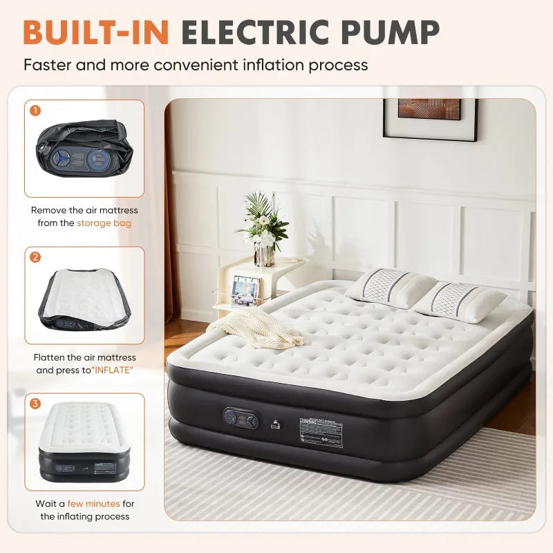 Raised Queen Air Mattress with Built-in Pump