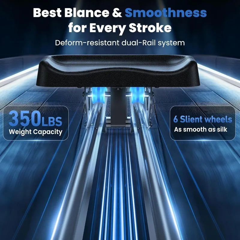 Rowing Machines for Home, Compact Rower Machine with 350LBS Loading Capacity, Magetic Rower with APP, Row Machine