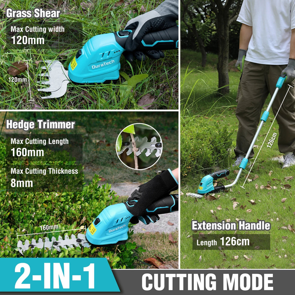Cordless Grass Shear | 2-in-1 Shrub Trimmer with Extension Pole