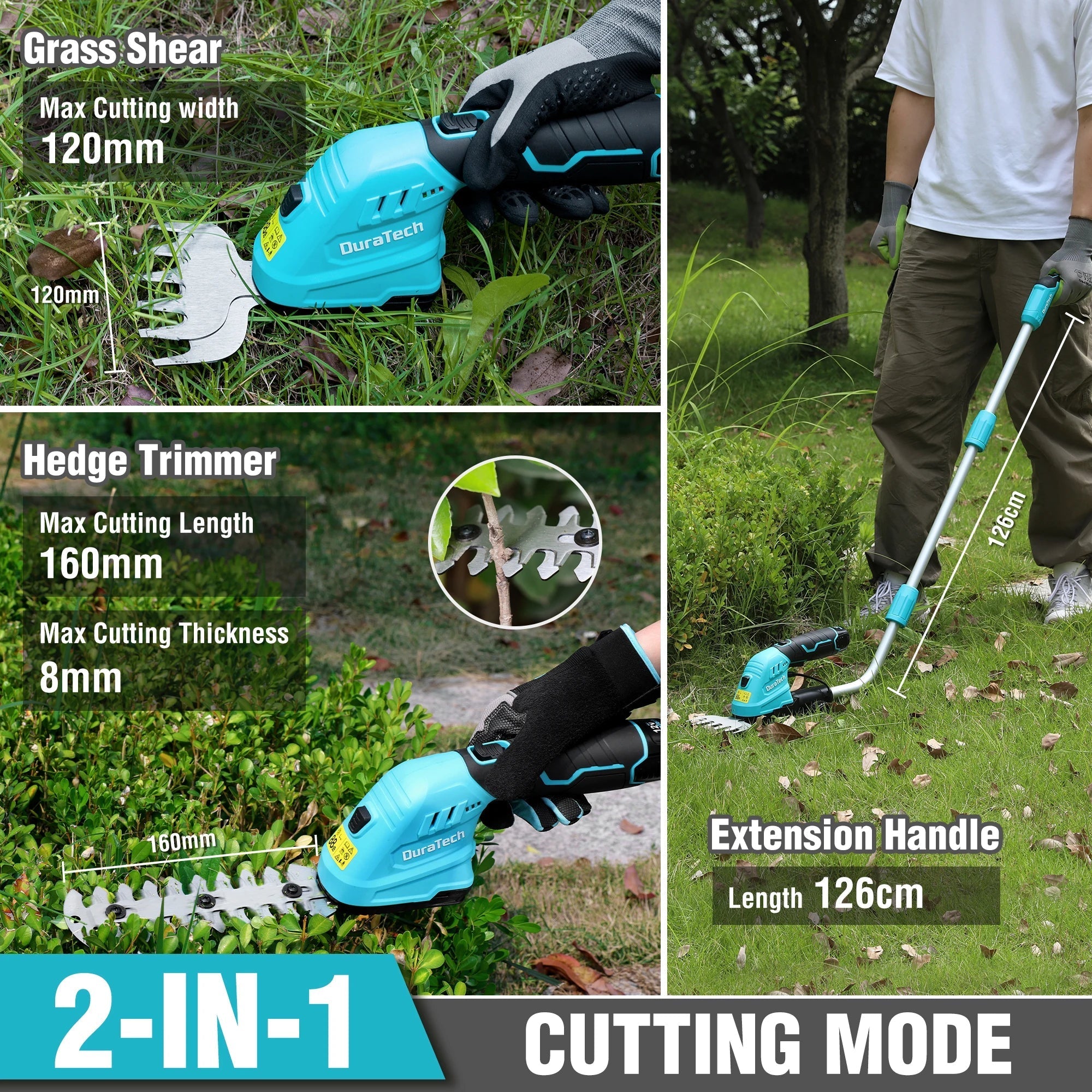 Cordless Grass Shear | 2-in-1 Shrub Trimmer with Extension Pole