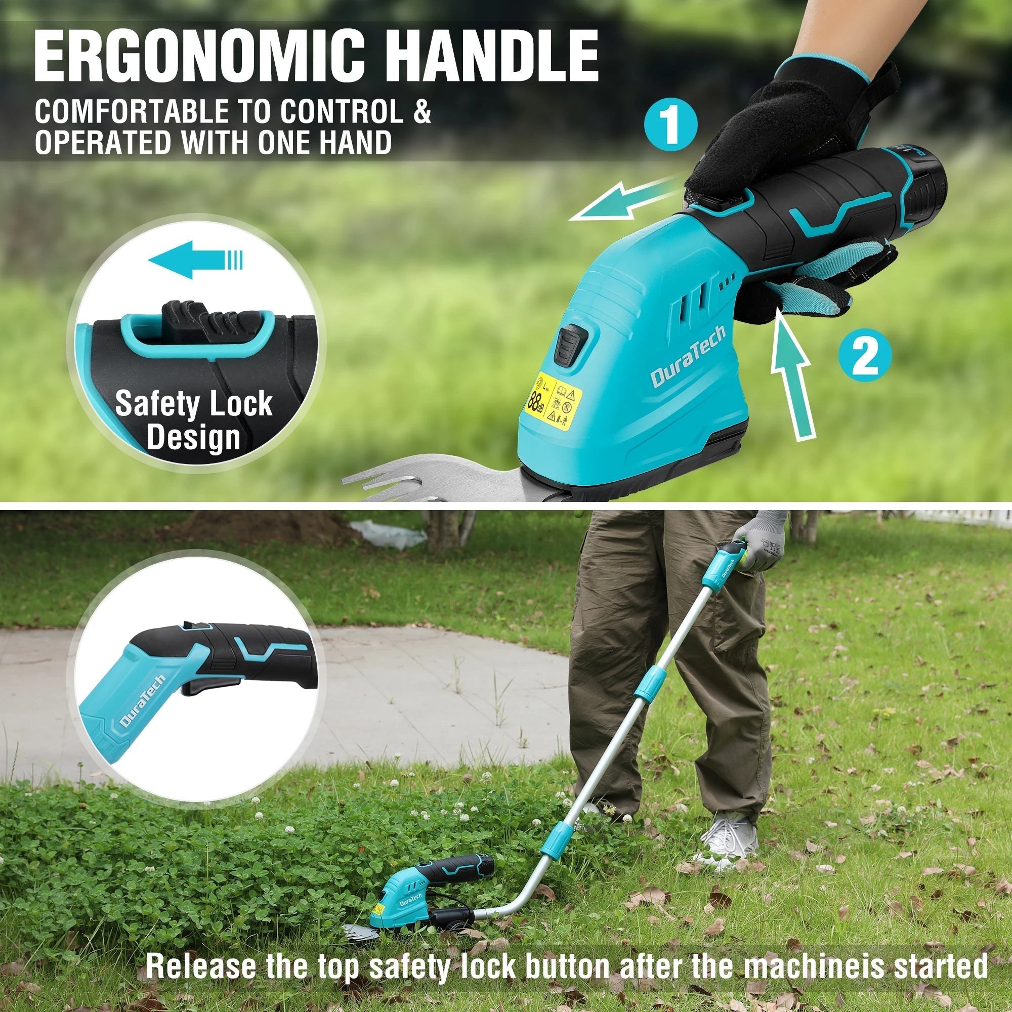 Cordless Grass Shear | 2-in-1 Shrub Trimmer with Extension Pole