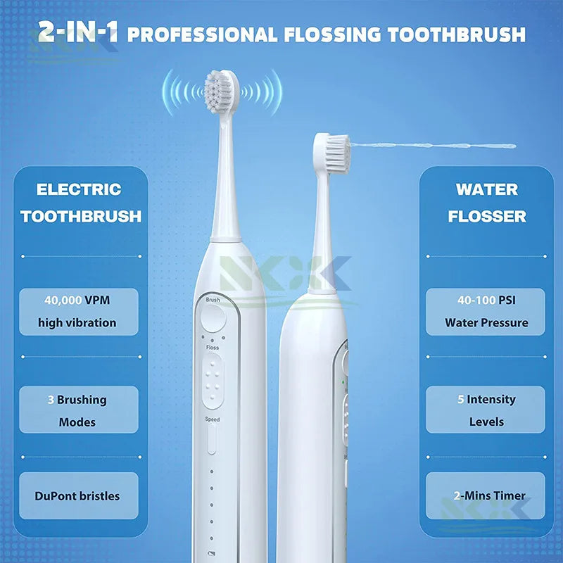 Electric Toothbrush | 2-in-1 Sonic Flossing Toothbrush