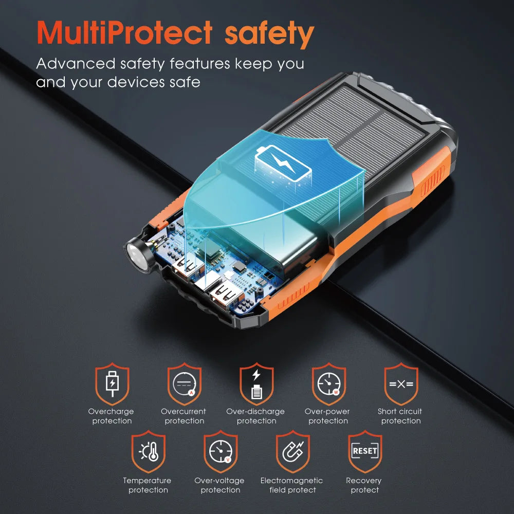 Solar Power Bank Charger | Waterproof Portable Charger