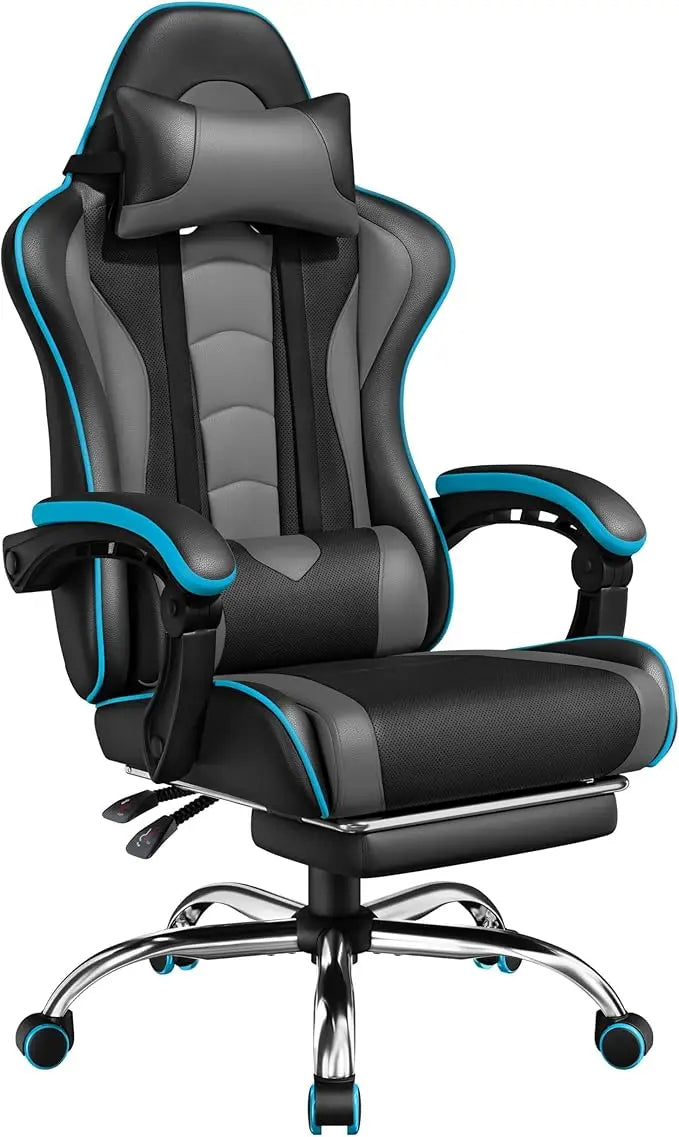 Ergonomic Gaming Chair with Massage and Footrest