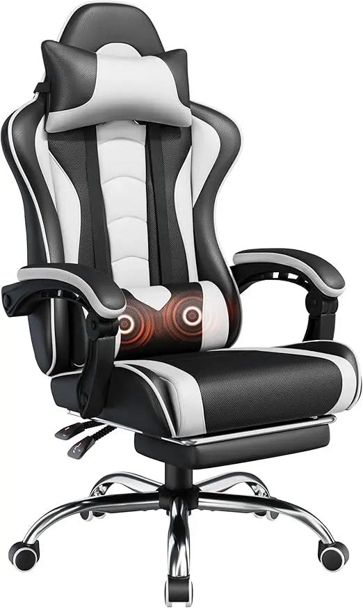 Ergonomic Gaming Chair with Massage and Footrest