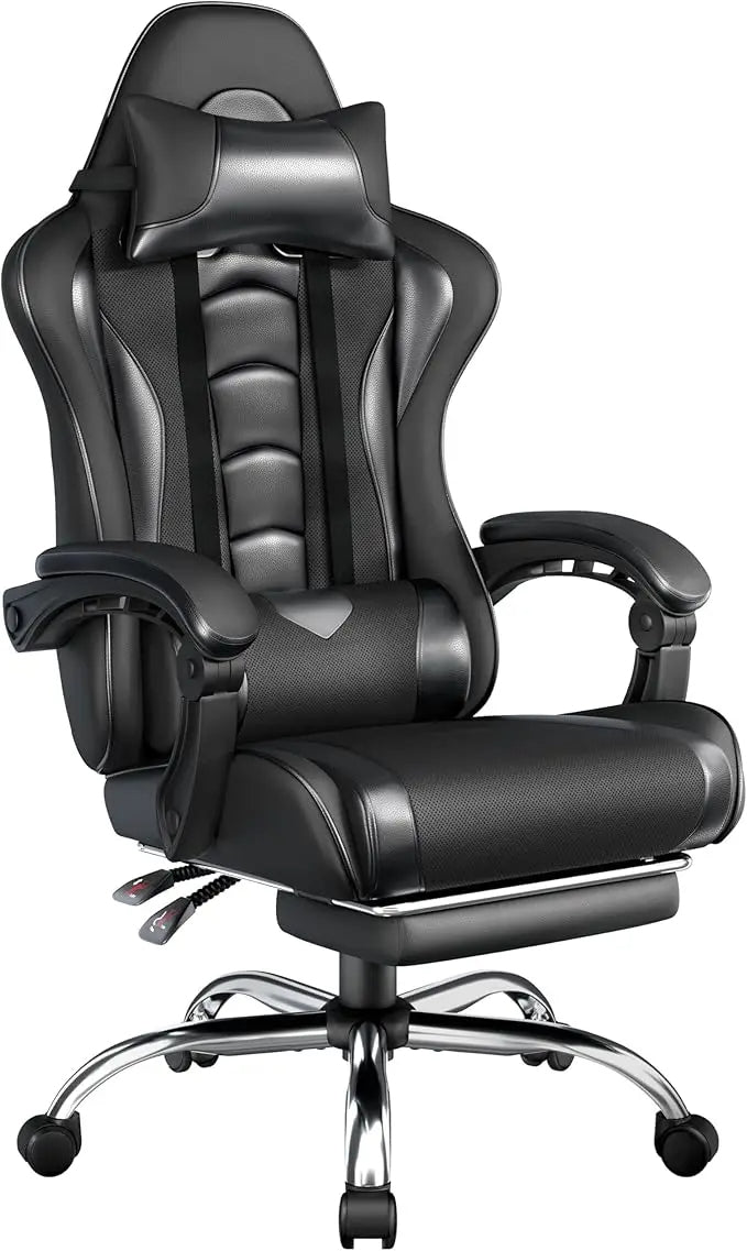 Ergonomic Gaming Chair with Massage and Footrest