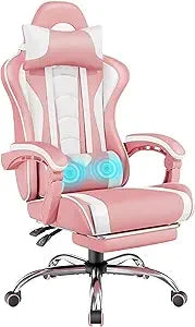 Ergonomic Gaming Chair with Massage and Footrest
