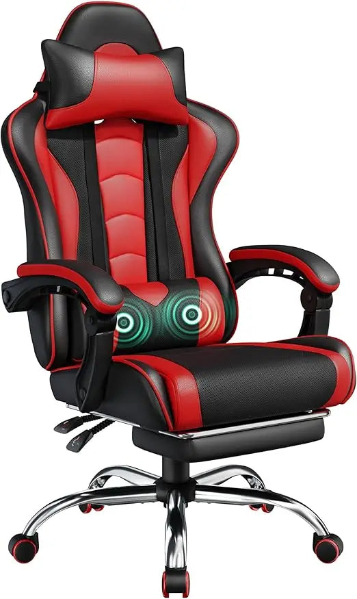 Ergonomic Gaming Chair with Massage and Footrest